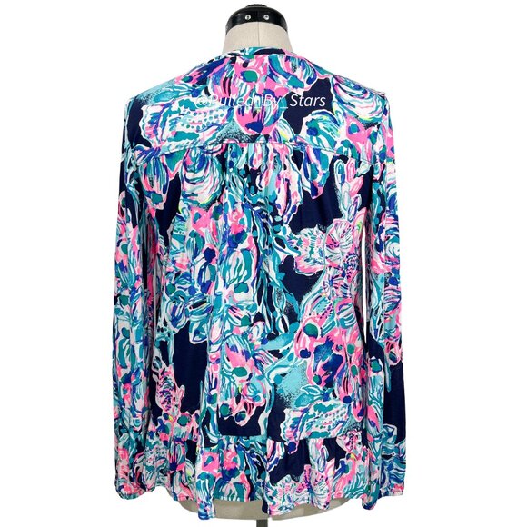 LILLY PULITZER Daisy Knit Long Sleeve Top in Bright Navy Caught Up Size M EUC - Picture 7 of 15